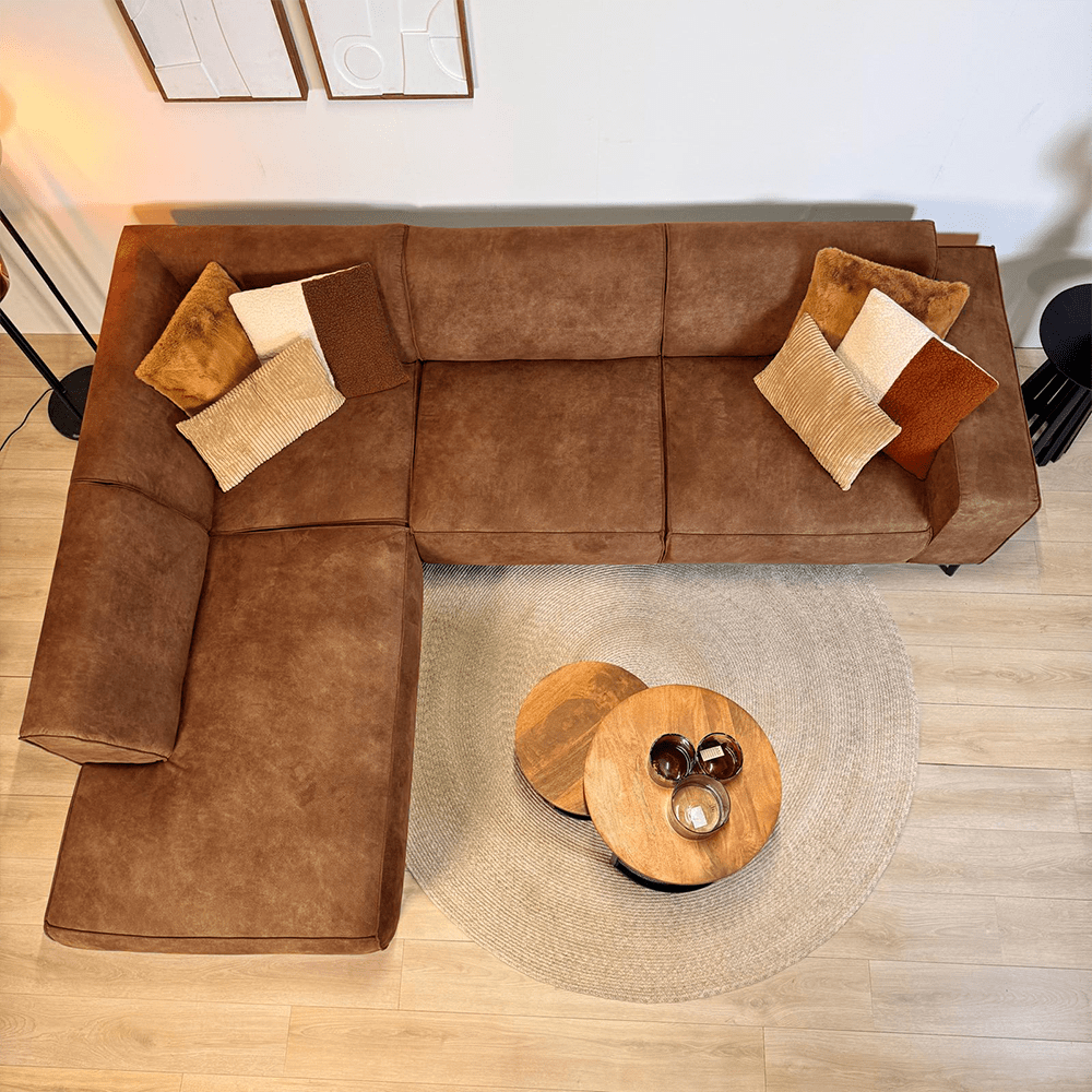 Industrielle Ecksofa Brisbane Eco-Leder Cognac - links 