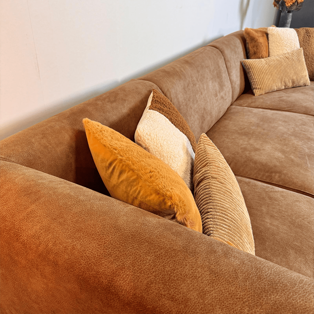 Industrielle Ecksofa Brisbane Eco-Leder Cognac - links 