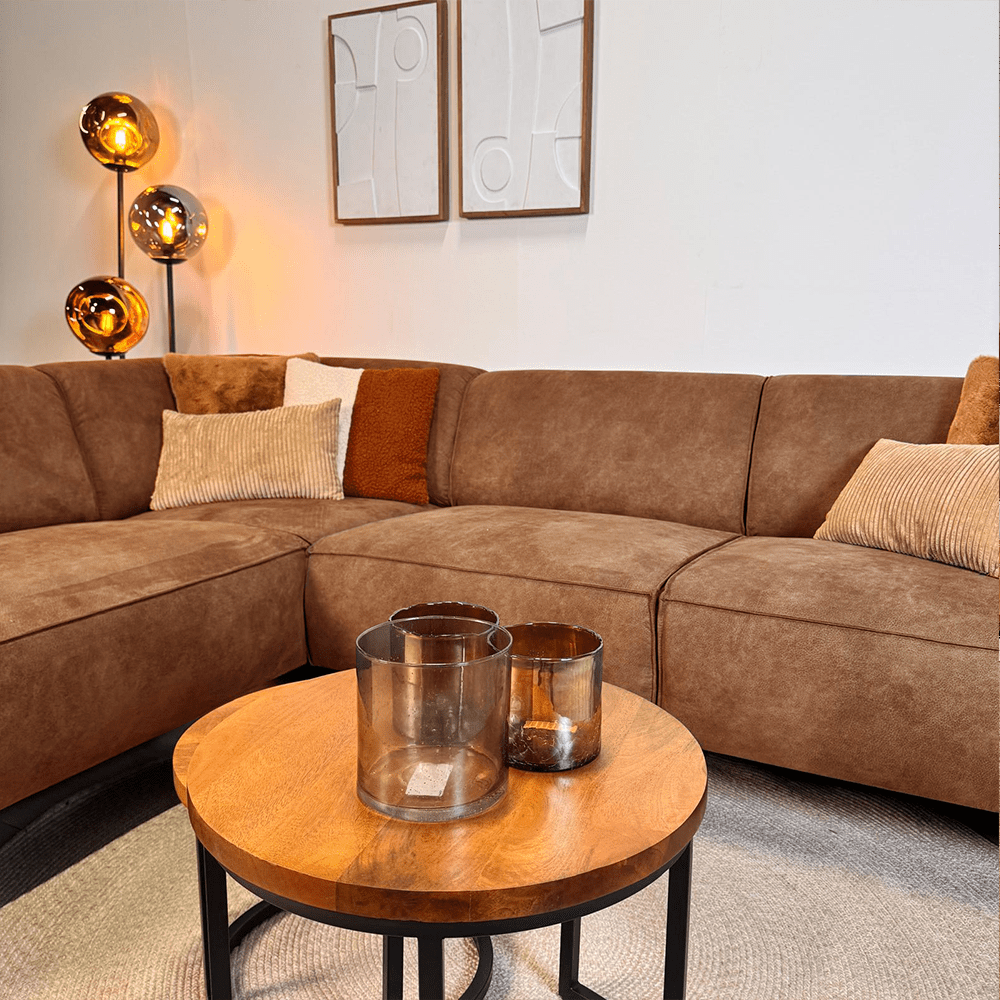 Industrielle Ecksofa Brisbane Eco-Leder Cognac - links 