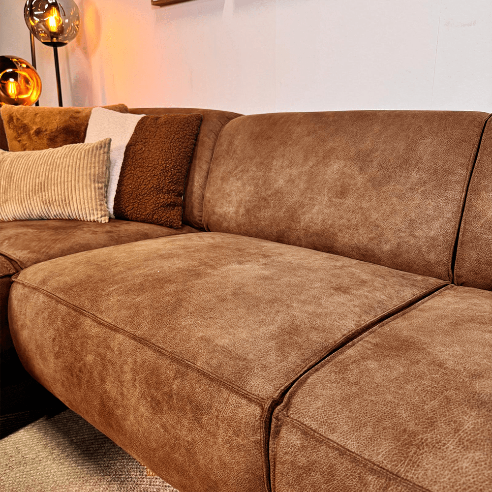 Industrielle Ecksofa Brisbane Eco-Leder Cognac - links 