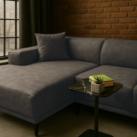 Ecksofa Davidson Anthrazit Links - Mikrofaserstoff 