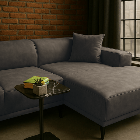 Ecksofa Davidson Anthrazit Rechts - Mikrofaserstoff 