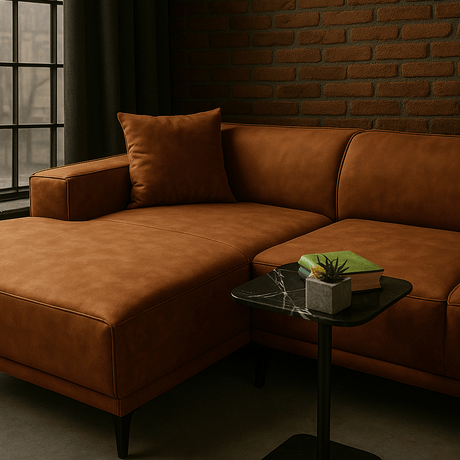 Ecksofa Davidson Cognac Links - Mikrofaserstoff 
