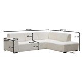 Ecksofa Gavi superweicher Rippenstoff Beige links