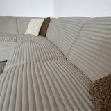 Ecksofa Gavi superweicher Rippenstoff Beige links