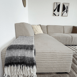 Ecksofa Gavi superweicher Rippenstoff Beige links