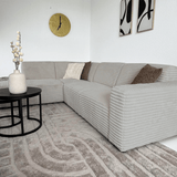 Ecksofa Gavi superweicher Rippenstoff Beige links