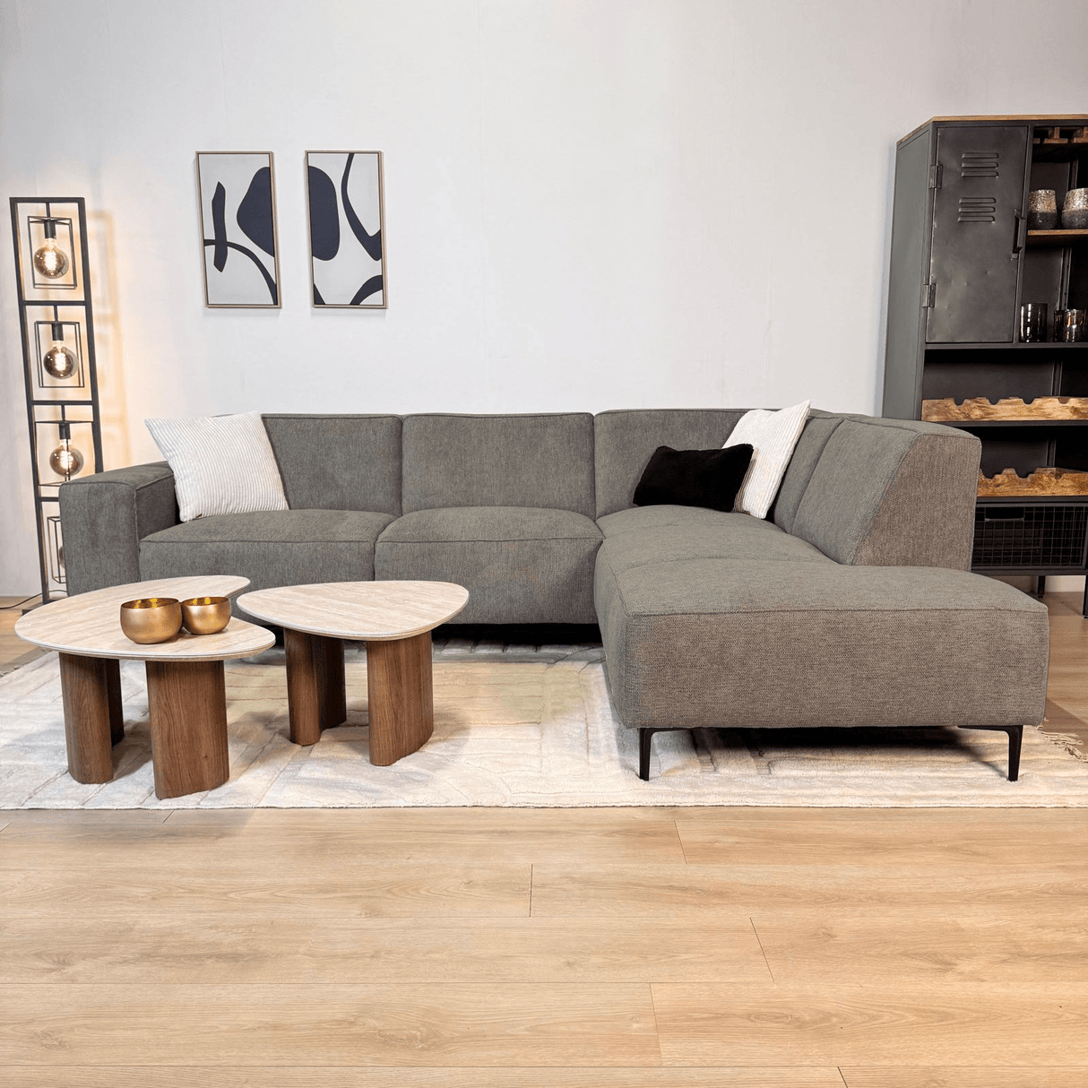 Ecksofa Ravi Chenille meliert taupe – rechts