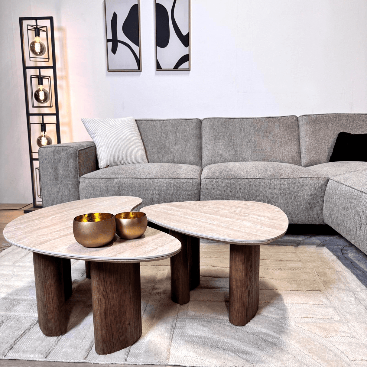Ecksofa Ravi Chenille meliert grau – rechts