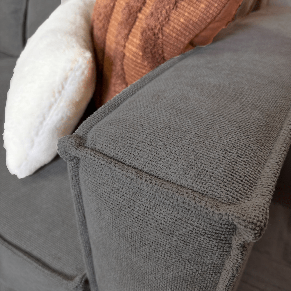 Ecksofa Yara mit Chaiselongue Chenille anthrazit - links 