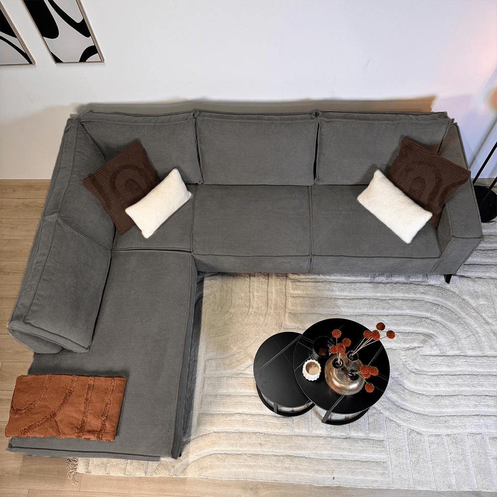 Ecksofa Yara mit Chaiselongue Chenille anthrazit - links 
