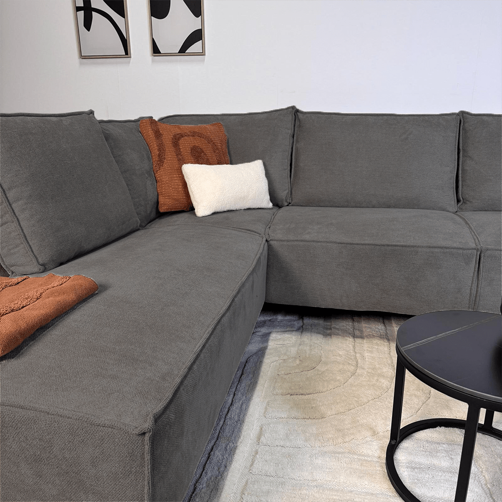 Ecksofa Yara mit Chaiselongue Chenille anthrazit - links 