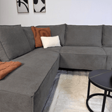 Ecksofa Yara mit Chaiselongue Chenille anthrazit - links 