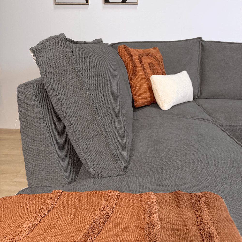 Ecksofa Yara mit Chaiselongue Chenille anthrazit - links 
