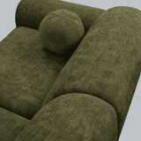 Ecksofa mit olivgrünem Chenille-Bezug, Modell Shane - links