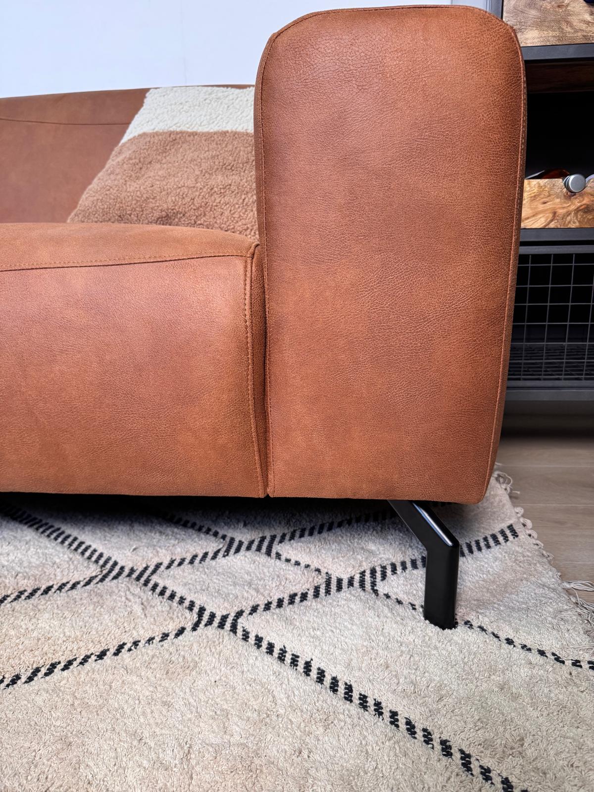 Ecksofa Barin Cognac robustes Eco-Leder rechts 