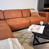 Ecksofa Barin Cognac robustes Eco-Leder rechts 