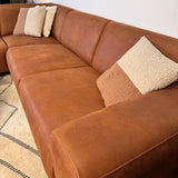Ecksofa Barin Cognac robustes Eco-Leder rechts 