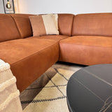Ecksofa Barin Cognac robustes Eco-Leder rechts 