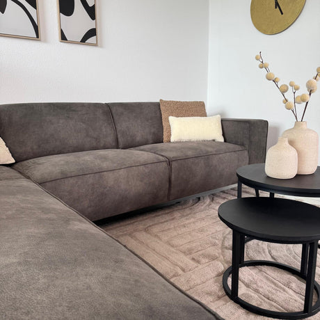 Industrielle Ecke Sofa Brisbane Anthrazit links Leder