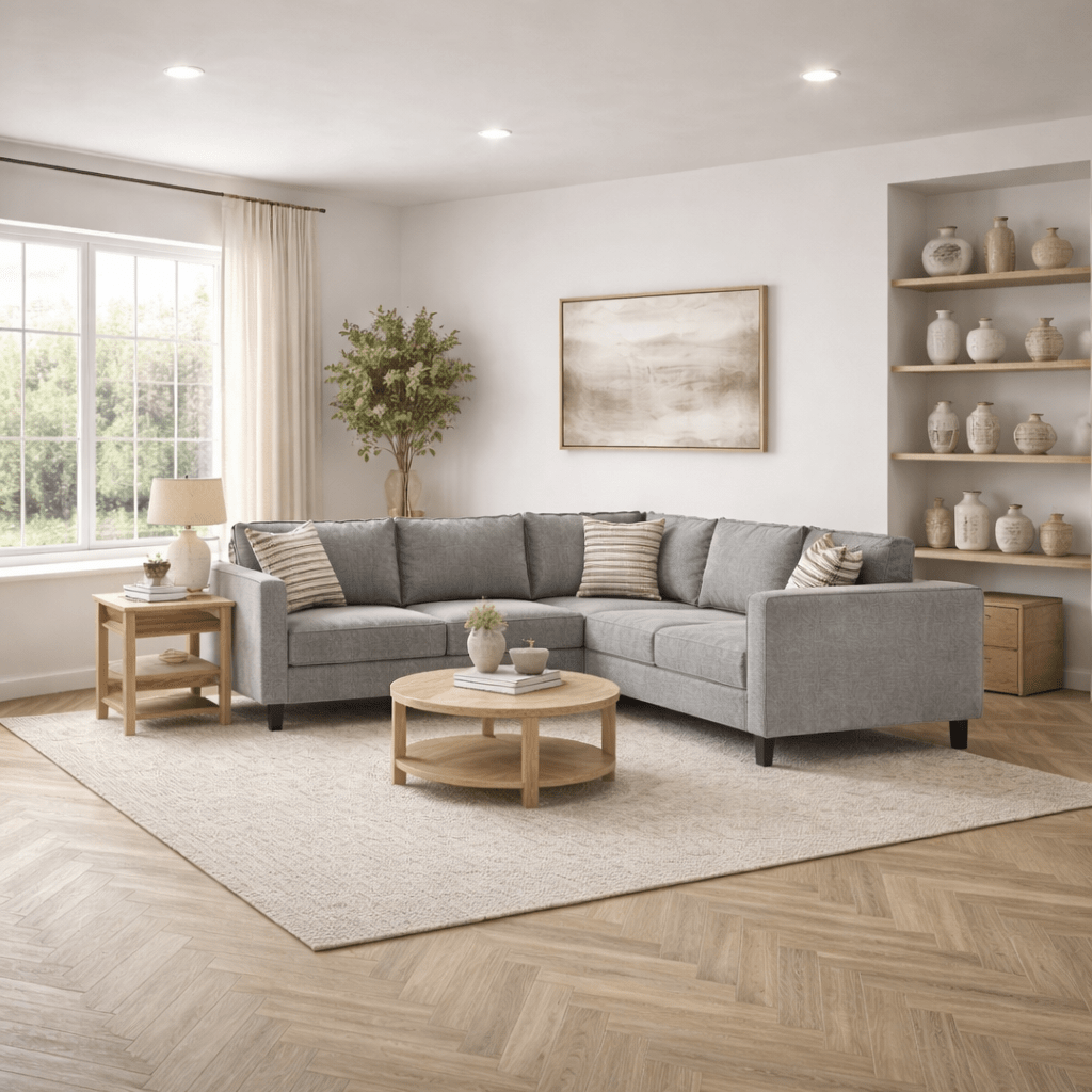 Ecksofa Kale Stoff Grau - fünf Personen 