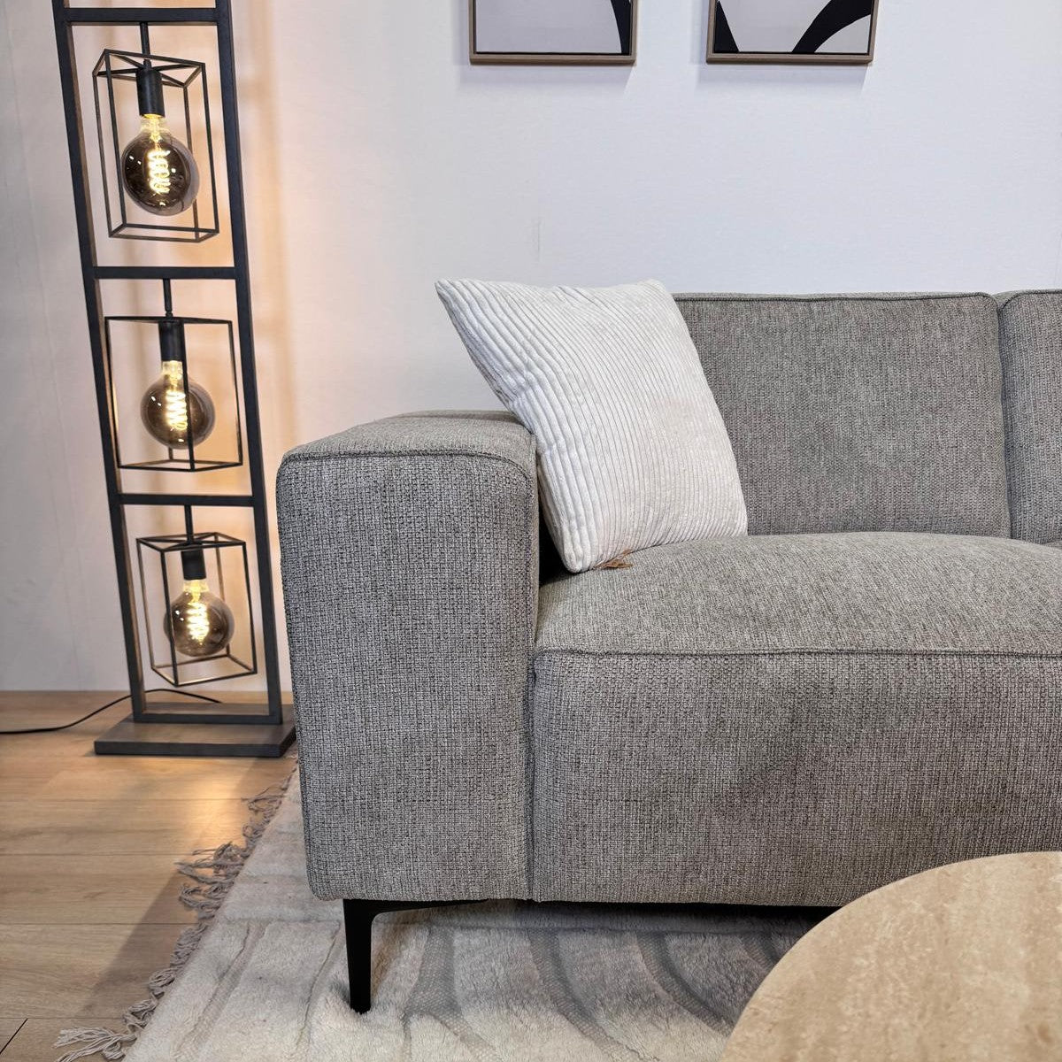 Ecksofa Ravi Chenille meliert grau – rechts
