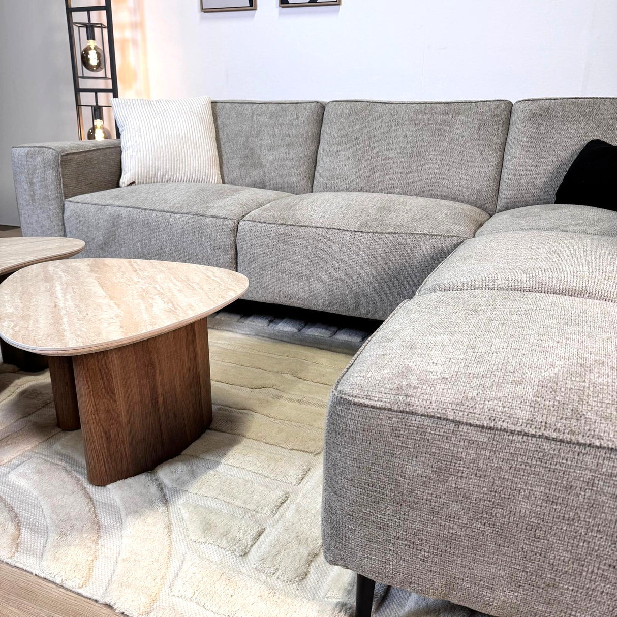 Ecksofa Ravi Chenille meliert grau – links