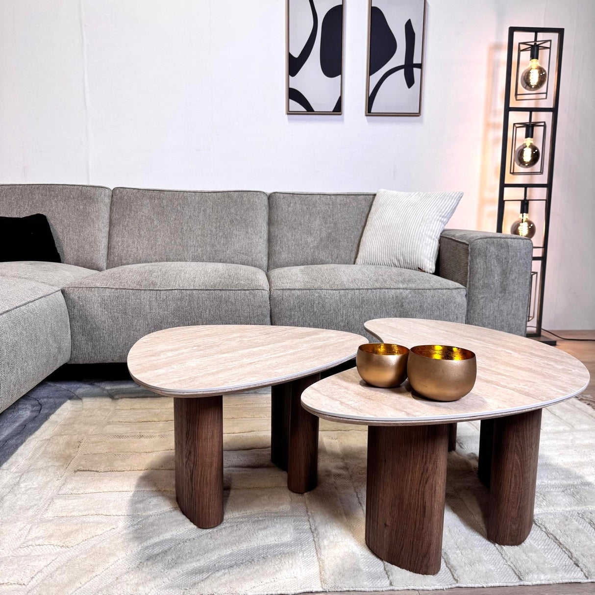Ecksofa Ravi Chenille meliert grau – links