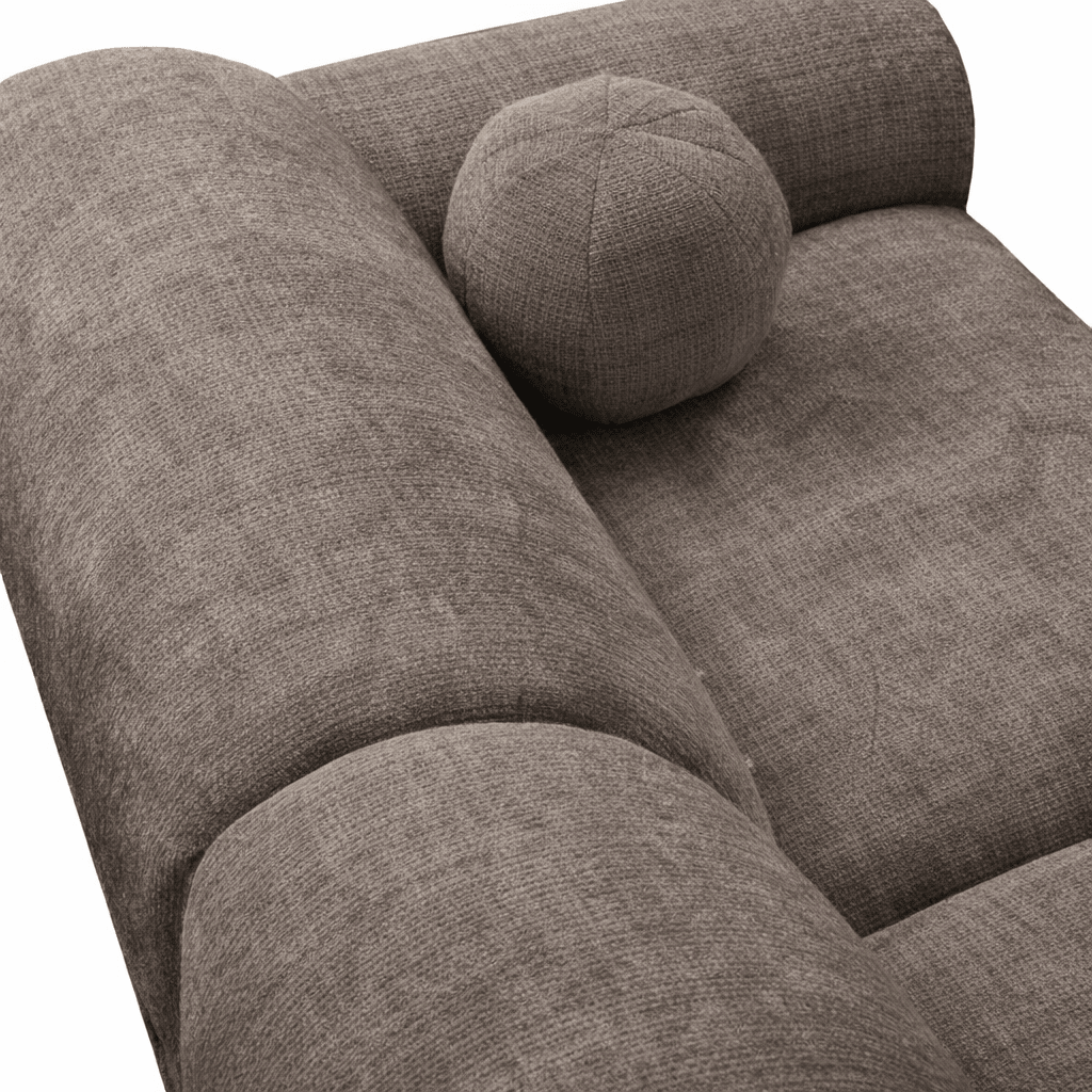 Ecksofa mit taupefarbenem Chenille-Bezug, Modell Shane - rechts