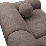 Ecksofa mit taupefarbenem Chenille-Bezug, Modell Shane - rechts