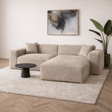 Banken - Hoekbank beige chenille Wayne 264 cm - hoek links en rechts monteerbaar - Dimehouse