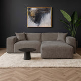 Hoekbank taupe chenille Wayne 264 cm - hoek links en rechts monteerbaar