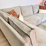 Ecksofa Yara mit Chaiselongue Chenille beige -links 