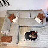 Ecksofa Yara mit Chaiselongue Chenille beige -links 