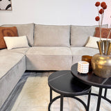Ecksofa Yara mit Chaiselongue Chenille beige -links 