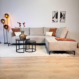 Ecksofa Yara mit Chaiselongue Chenille Beige - rechts 