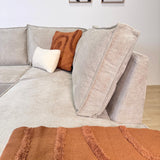 Ecksofa Yara mit Chaiselongue Chenille Beige - rechts 