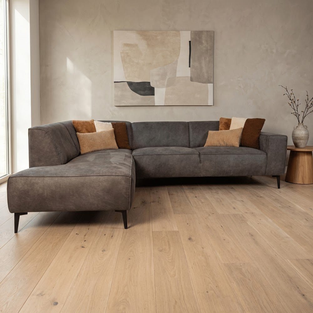 Industrielle Ecksofa anthrazit Eco-Leder Brisbane - links 