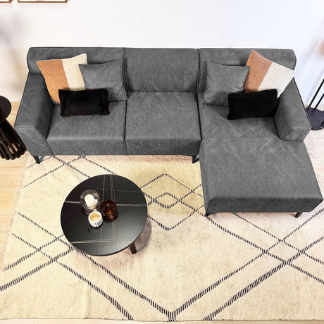 Ecksofa Davidson Mikrofaser Anthrazit mit kompakter Lounge - Rechts 