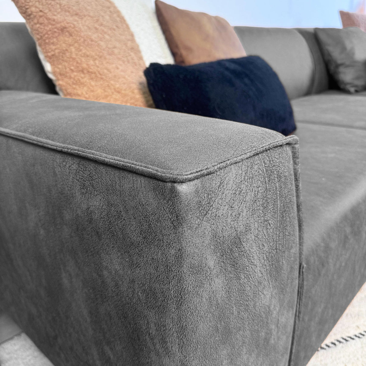 Ecksofa Davidson Anthrazit Links - Mikrofaserstoff 