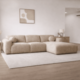Ecksofa aus sandfarbenem Chenillestoff – 292 x 169 cm – Shane – rechts
