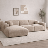 Ecksofa aus sandfarbenem Chenillestoff – 292 x 169 cm – Shane – links