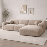 Ecksofa aus sandfarbenem Chenillestoff – 292 x 169 cm – Shane – rechts