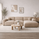 Ecksofa aus sandfarbenem Chenillestoff – 292 x 169 cm – Shane – rechts