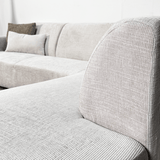 Ecksofa beige Chenille-Stoff mit rechter Chaiselongue Manon 