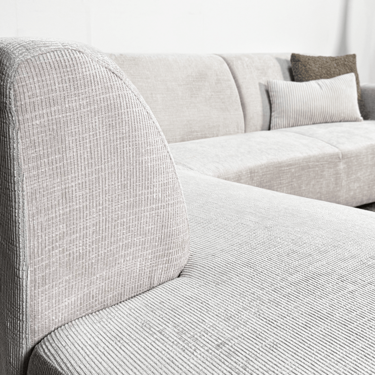 Ecksofa beige Chenille-Stoff mit Chaiselongue links Manon 