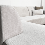 Ecksofa beige Chenille-Stoff mit Chaiselongue links Manon 