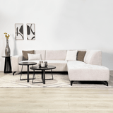 Ecksofa beige Chenille-Stoff mit rechter Chaiselongue Manon 