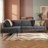 Ecksofa Anthrazit Samt Hohe Beine Gaya - links 