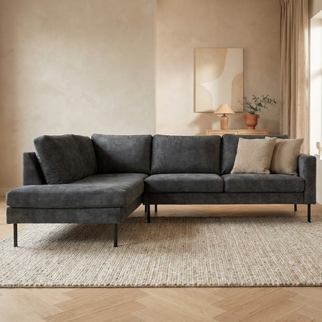 Ecksofa Anthrazit Samt Hohe Beine Gaya - links 